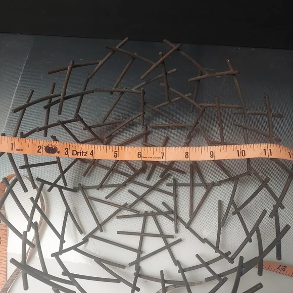 Michael Abram Style Metal Brutalist Twig Bowl Wire Boho Art Bowl